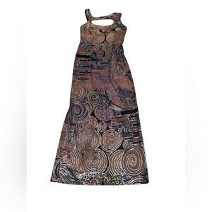 🔥 1990s women’s JANINE metallic geometric mosaic design maxi dresse gown medium